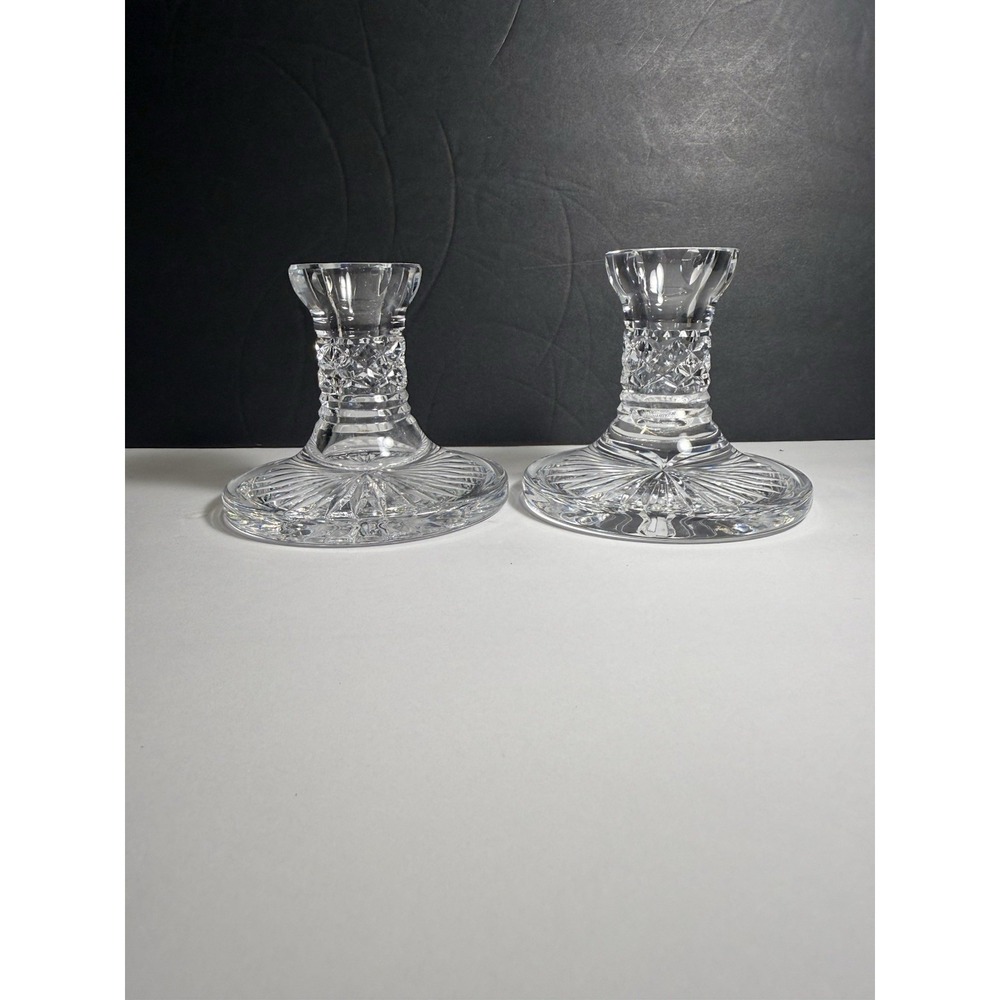 Waterford Lismore Crystal Candlestick Holders Set of 2 Signed